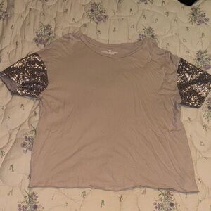 American Eagle Outfitters Sequin Boxy Short Sleeve Tee